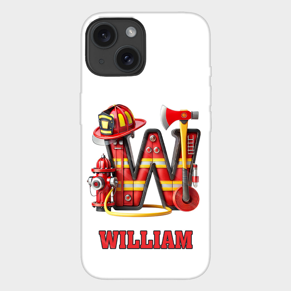 Étui de téléphone personnalisé avec motif pompier Alphabet - Coque de téléphone imprimée intégrale