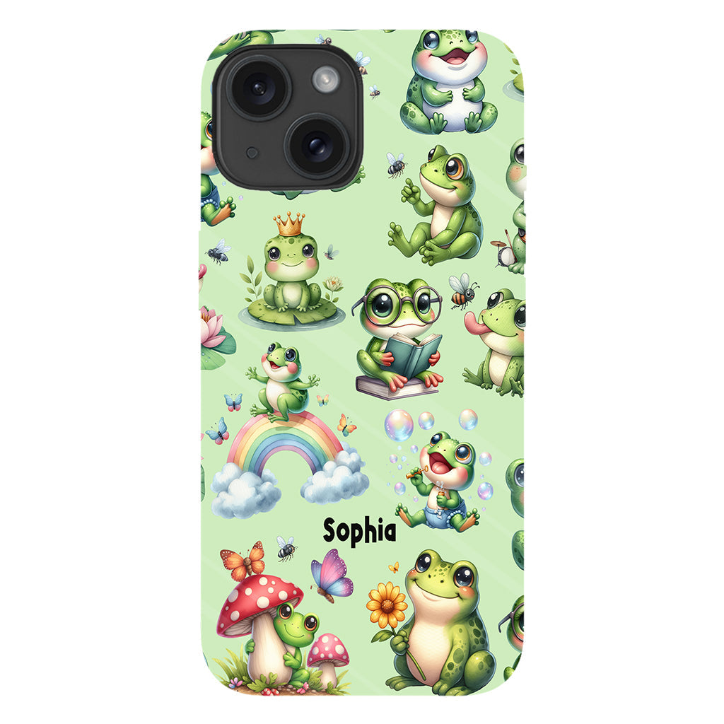 Einfach ein Mädchen, das Frösche liebt – Personalisierte Handyhülle mit Frosch-Vollbilddruck