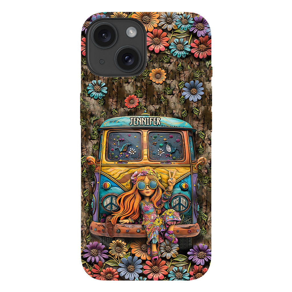 Niedliche Wohnwagen-Handyhülle mit personalisiertem Hippie-Vollbilddruck