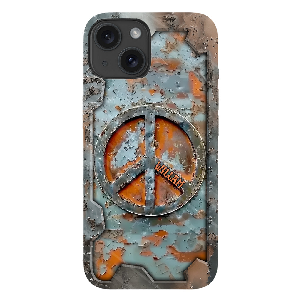 Liebe und Frieden – Personalisierte Handyhülle im Hippie-Stil mit Vollprint