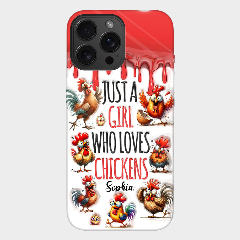 Une fille qui adore le poulet - Coque de téléphone personnalisée avec motif poulet intégral