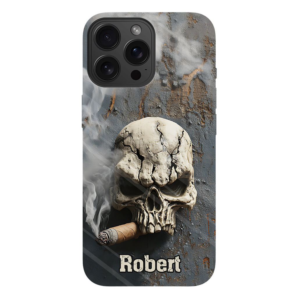 Coque de téléphone personnalisée Skull Cigar - Motif crâne intégral