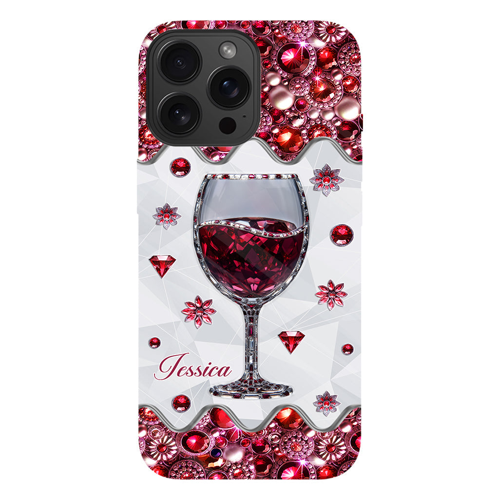 Einfach ein Mädchen, das Wein liebt – Personalisierte Handyhülle mit Weinmotiv