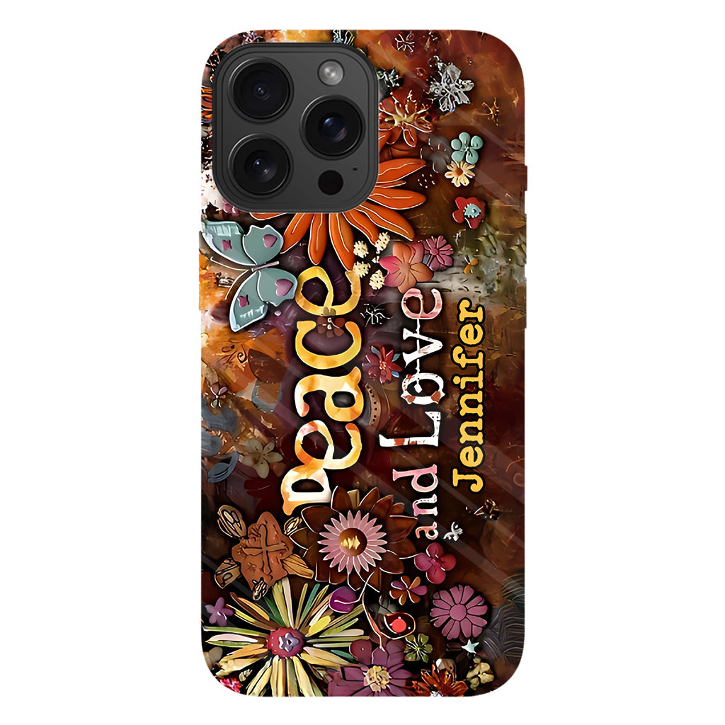 Frieden und Liebe – Personalisierte Handyhülle im Hippie-Stil mit Vollprint