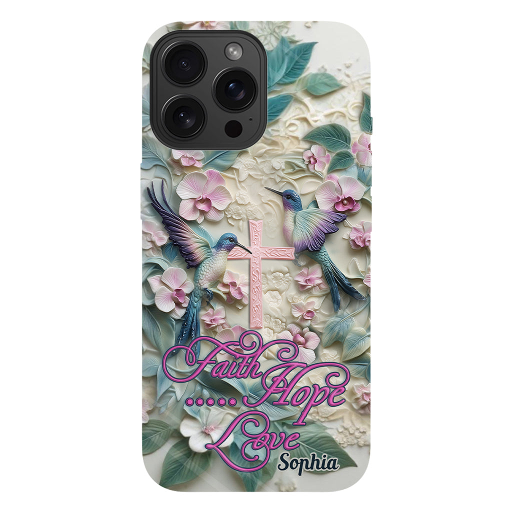 Foi, Espérance, Amour - Coque de téléphone personnalisée avec colibri - Impression intégrale