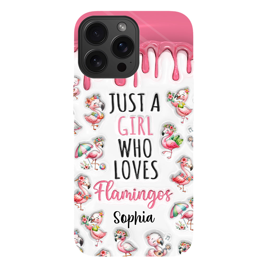 Juste une fille qui aime les flamants roses - Coque de téléphone personnalisée avec imprimé flamant rose