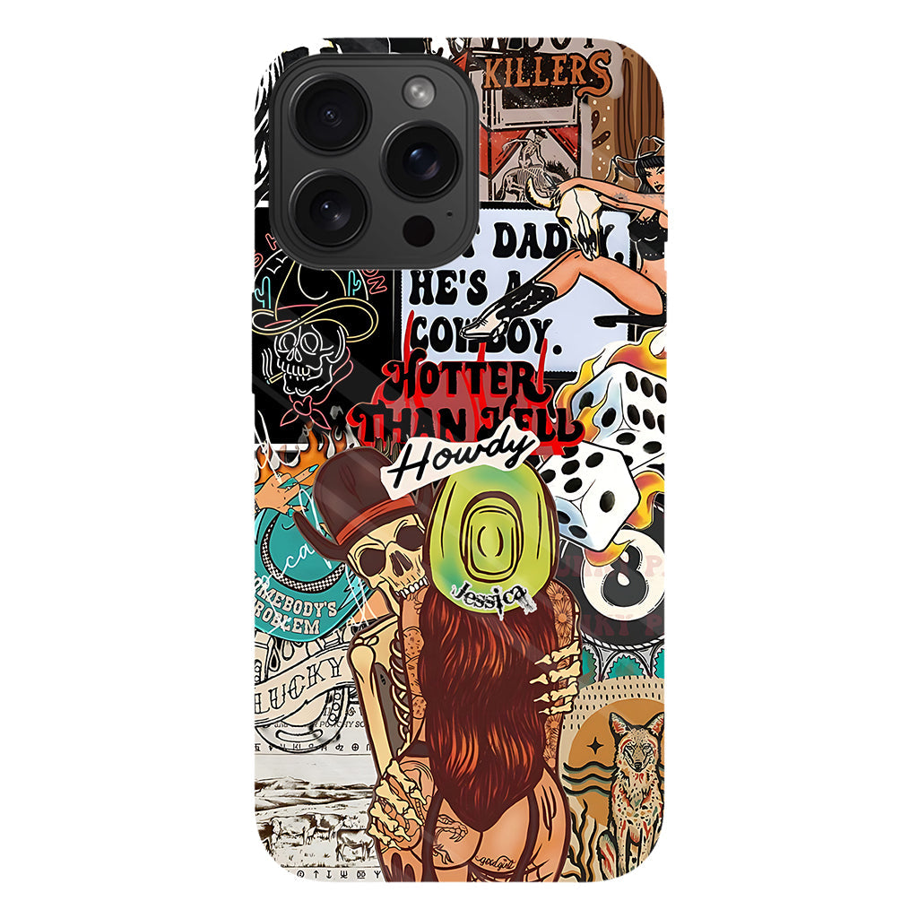 Salut Cowgirl ! Coque de téléphone personnalisée avec motif cowgirl