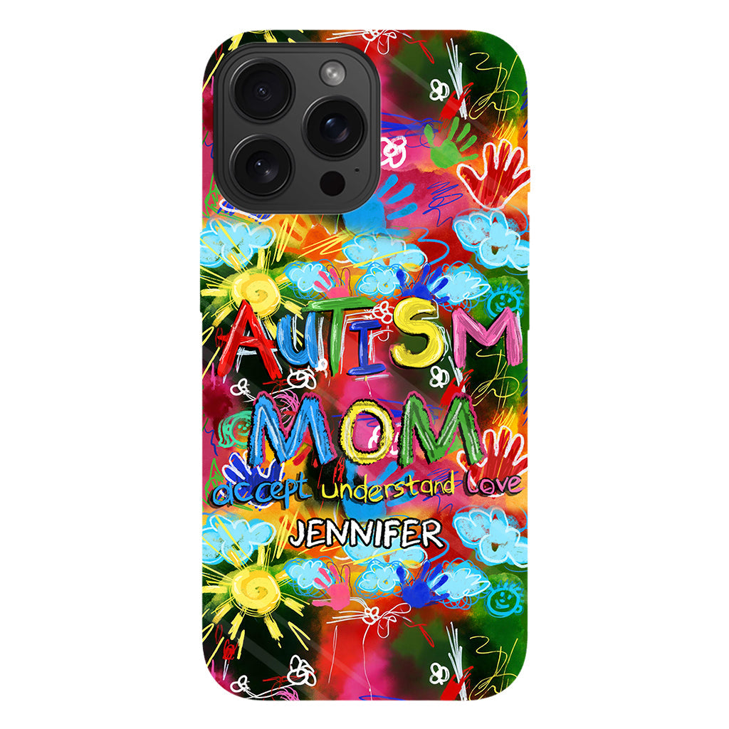 Maman d'un enfant autiste - Coque de téléphone personnalisée avec impression intégrale pour la sensibilisation à l'autisme