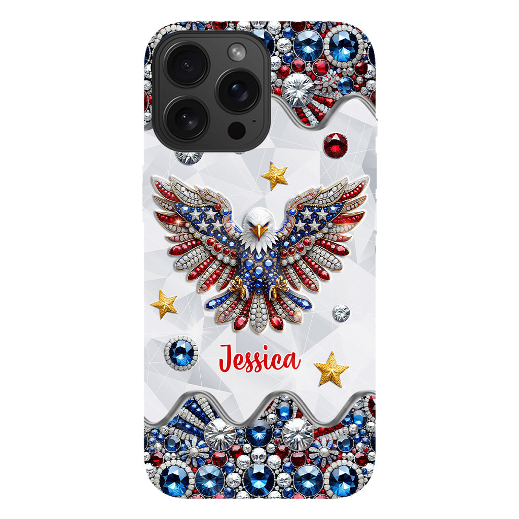 Patriotischer Adler – Personalisierte Handyhülle mit Weißkopfseeadler-Vollbild