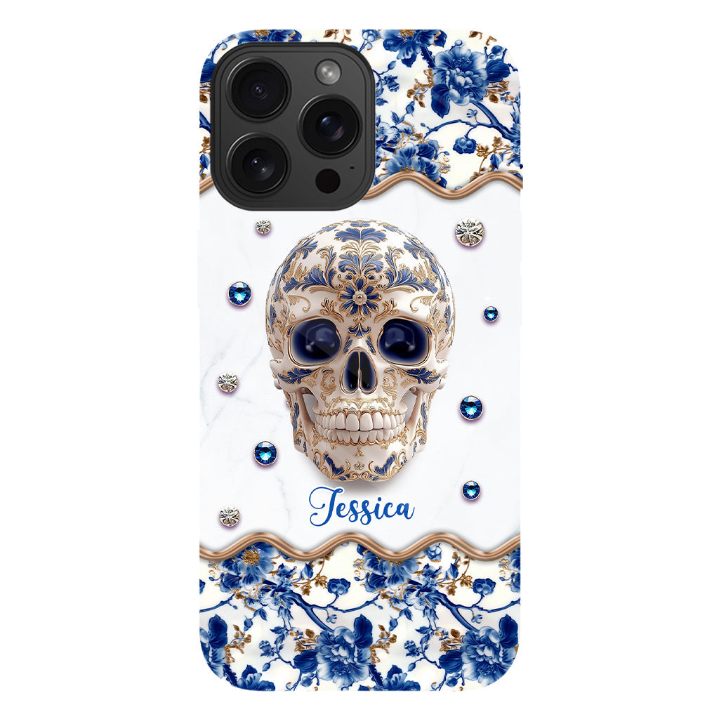 Totenkopf-Toile-de-Jouy – Personalisierte Handyhülle mit Totenkopf-Vollbilddruck