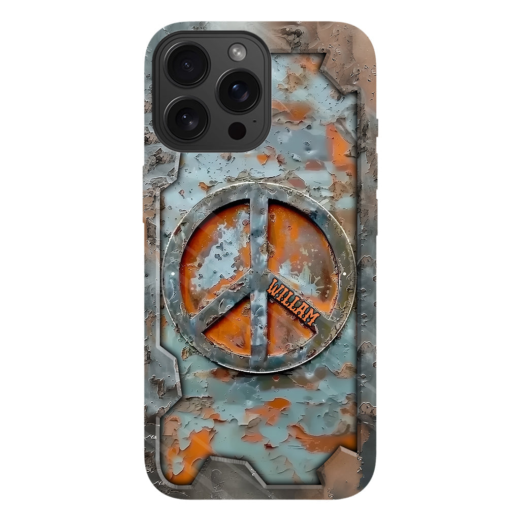 Liebe und Frieden – Personalisierte Handyhülle im Hippie-Stil mit Vollprint