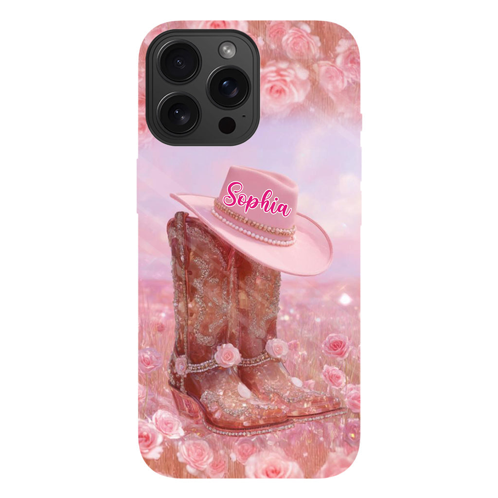 Floral Cowgirl - Personalized Cowgirl Full Print Phone Case & Phone Grip