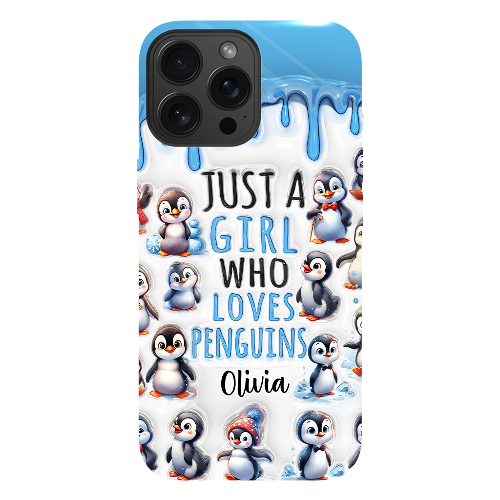 Juste une fille qui aime les pingouins - Coque de téléphone personnalisée avec impression intégrale « Amoureuse des pingouins »