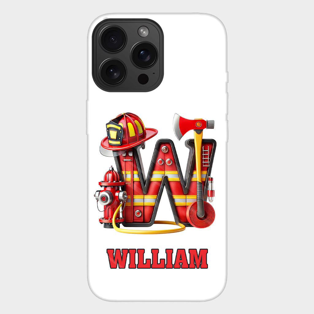 Étui de téléphone personnalisé avec motif pompier Alphabet - Coque de téléphone imprimée intégrale