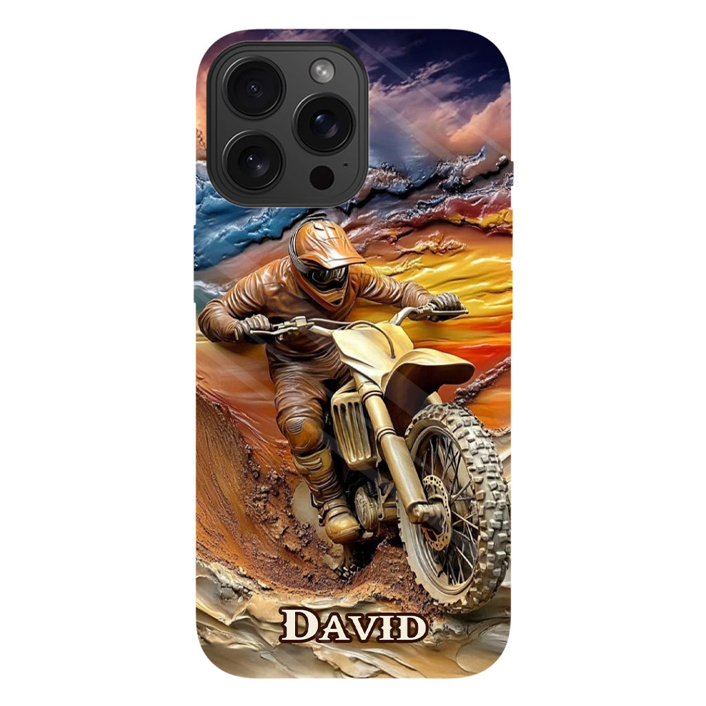 Né pour rouler - Coque de téléphone personnalisée avec impression intégrale de moto cross