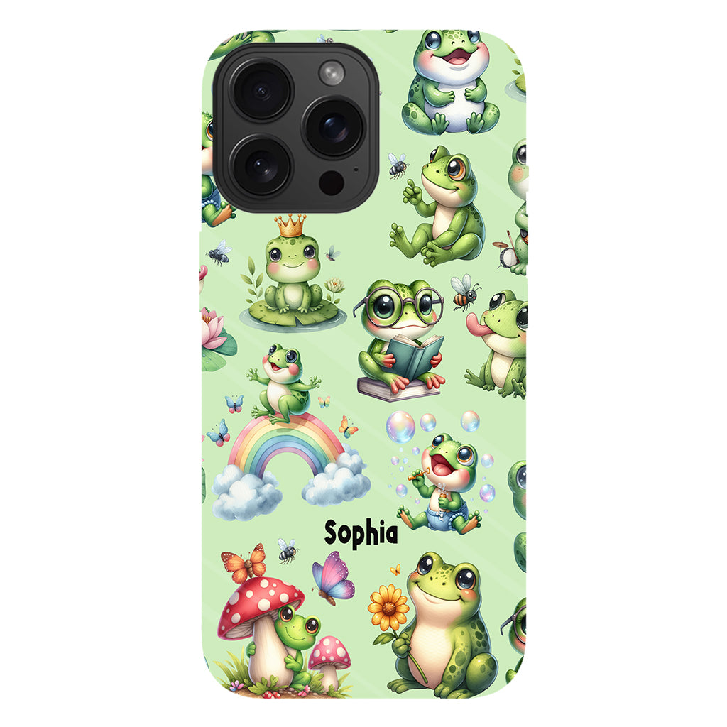Einfach ein Mädchen, das Frösche liebt – Personalisierte Handyhülle mit Frosch-Vollbilddruck