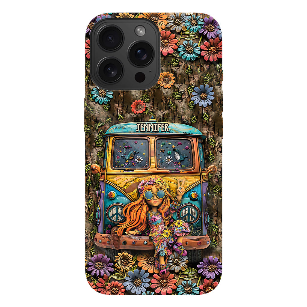 Niedliche Wohnwagen-Handyhülle mit personalisiertem Hippie-Vollbilddruck