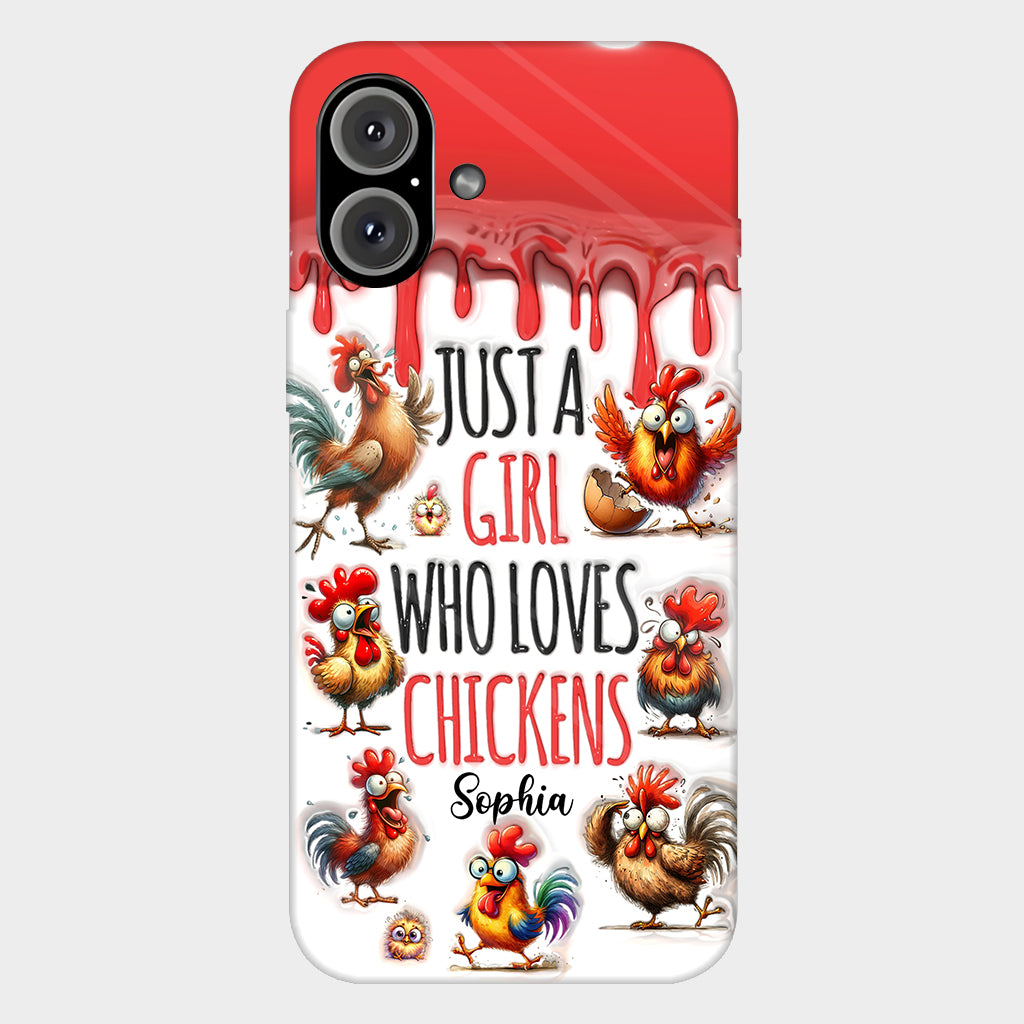 Une fille qui adore le poulet - Coque de téléphone personnalisée avec motif poulet intégral