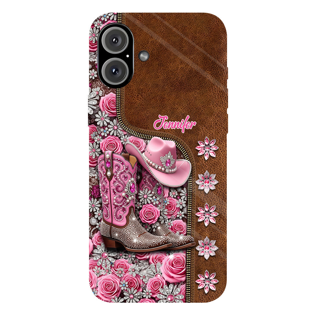 Wunderschöne Cowboystiefel - Personalisierte Handyhülle mit Cowgirl-Vollprint