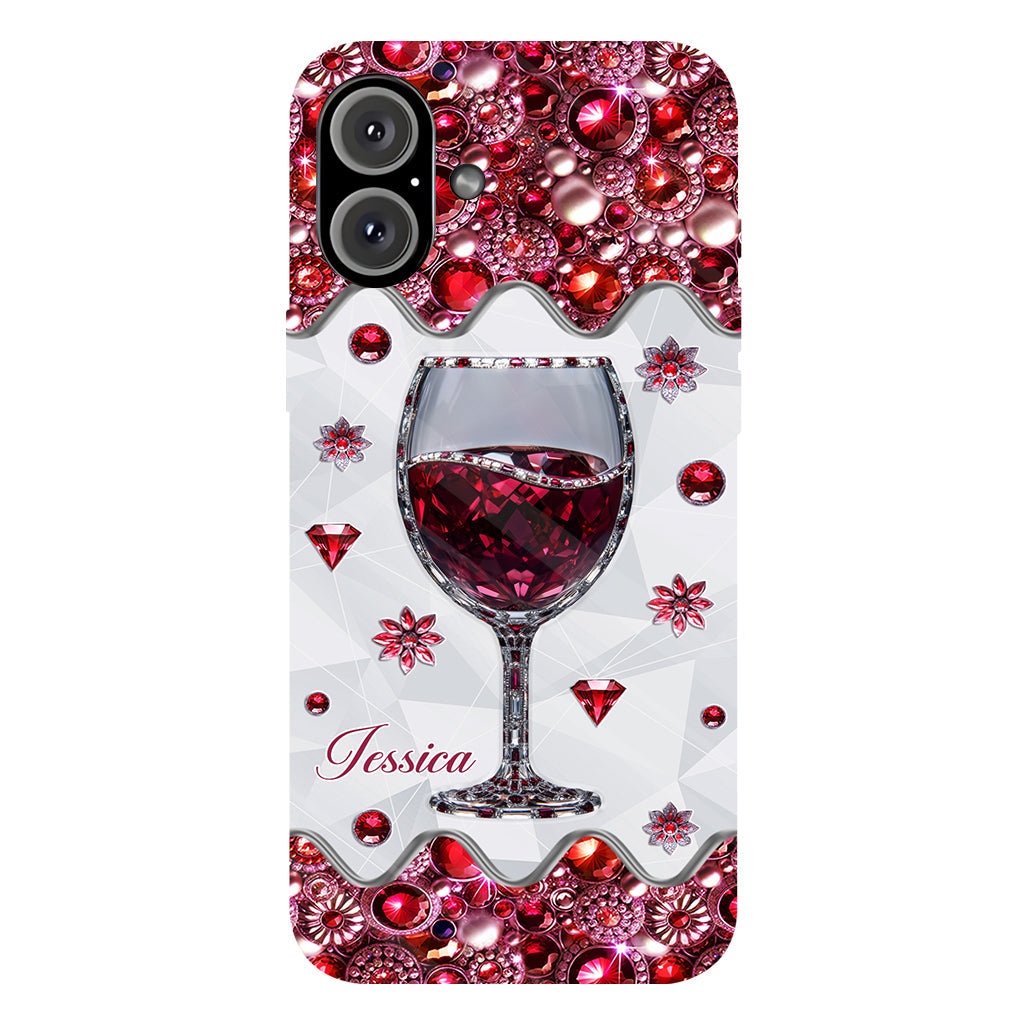Einfach ein Mädchen, das Wein liebt – Personalisierte Handyhülle mit Weinmotiv