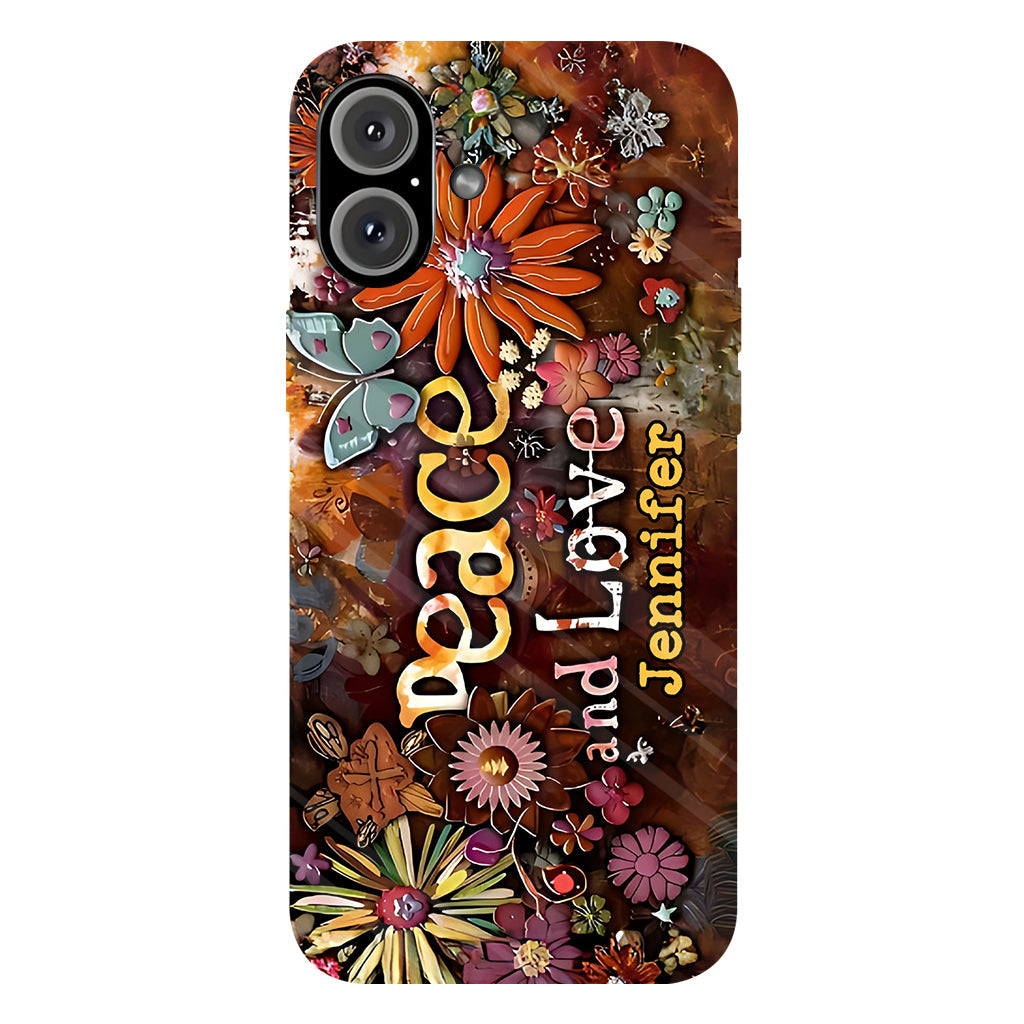 Frieden und Liebe – Personalisierte Handyhülle im Hippie-Stil mit Vollprint