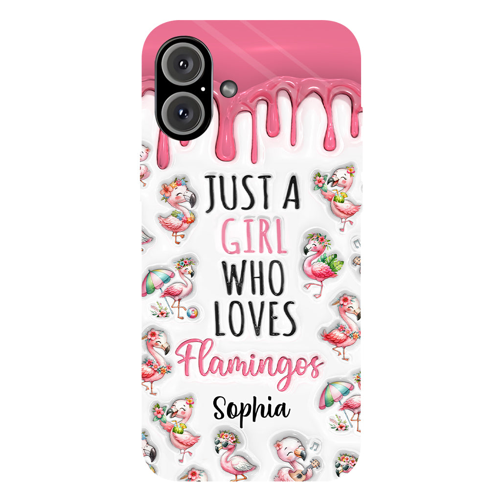 Juste une fille qui aime les flamants roses - Coque de téléphone personnalisée avec imprimé flamant rose
