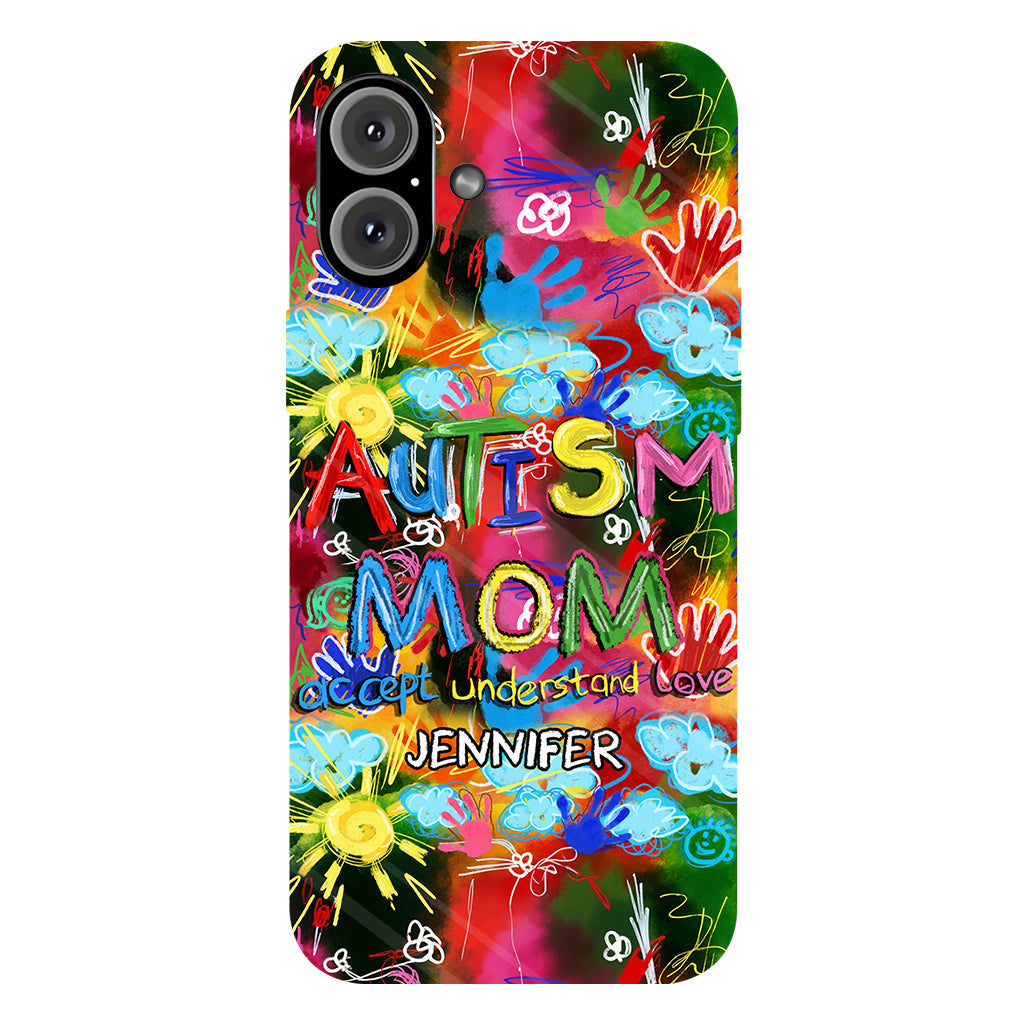 Maman d'un enfant autiste - Coque de téléphone personnalisée avec impression intégrale pour la sensibilisation à l'autisme
