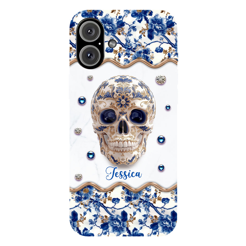 Totenkopf-Toile-de-Jouy – Personalisierte Handyhülle mit Totenkopf-Vollbilddruck