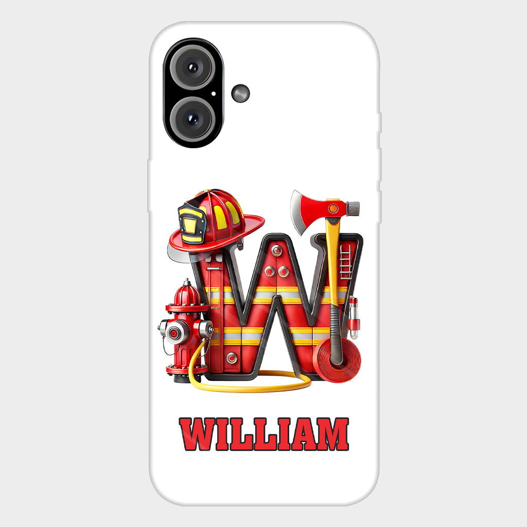 Étui de téléphone personnalisé avec motif pompier Alphabet - Coque de téléphone imprimée intégrale