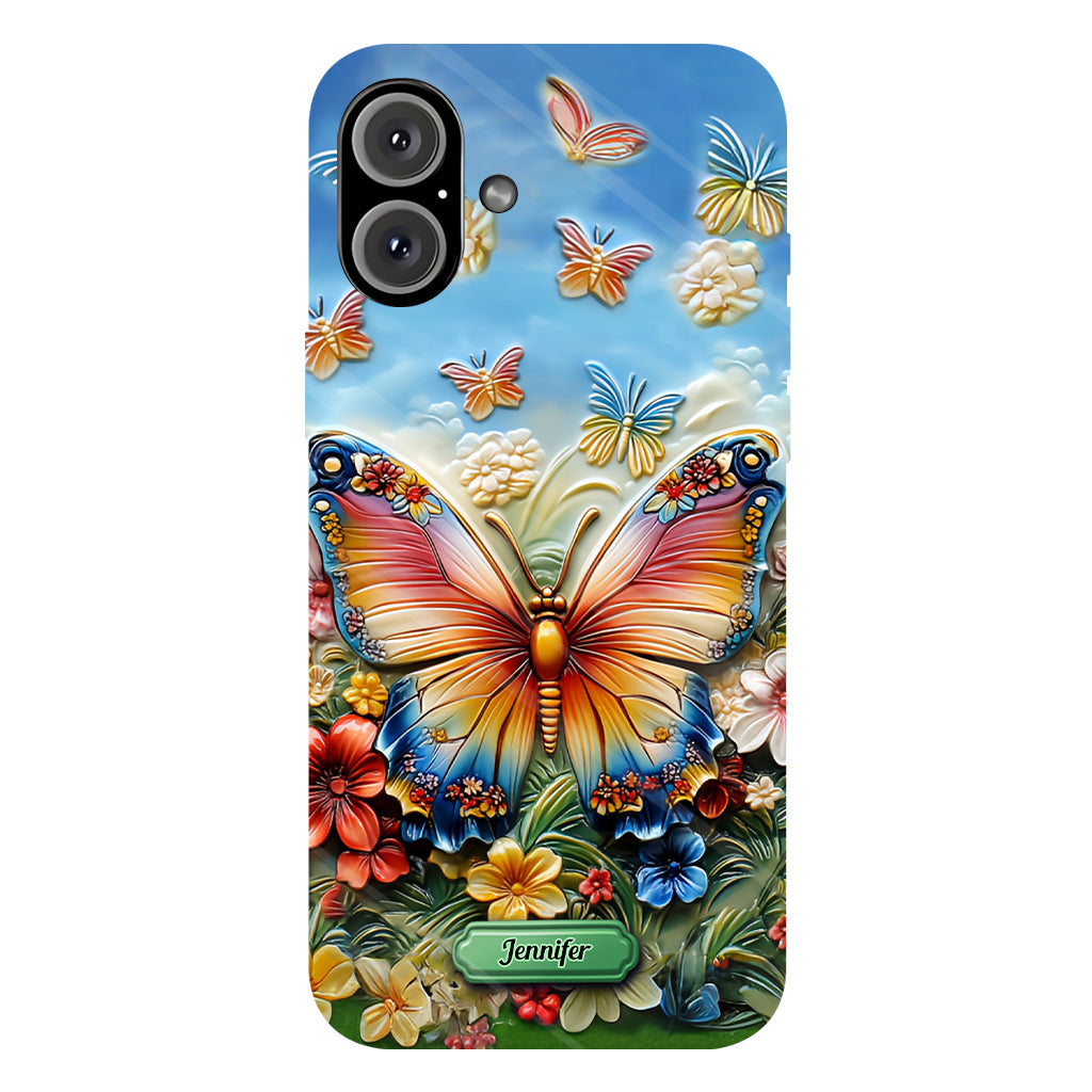 Wunderschöner Schmetterling, Biene, Libelle, Kolibri – personalisierte Handyhülle mit Schmetterlingsmotiv