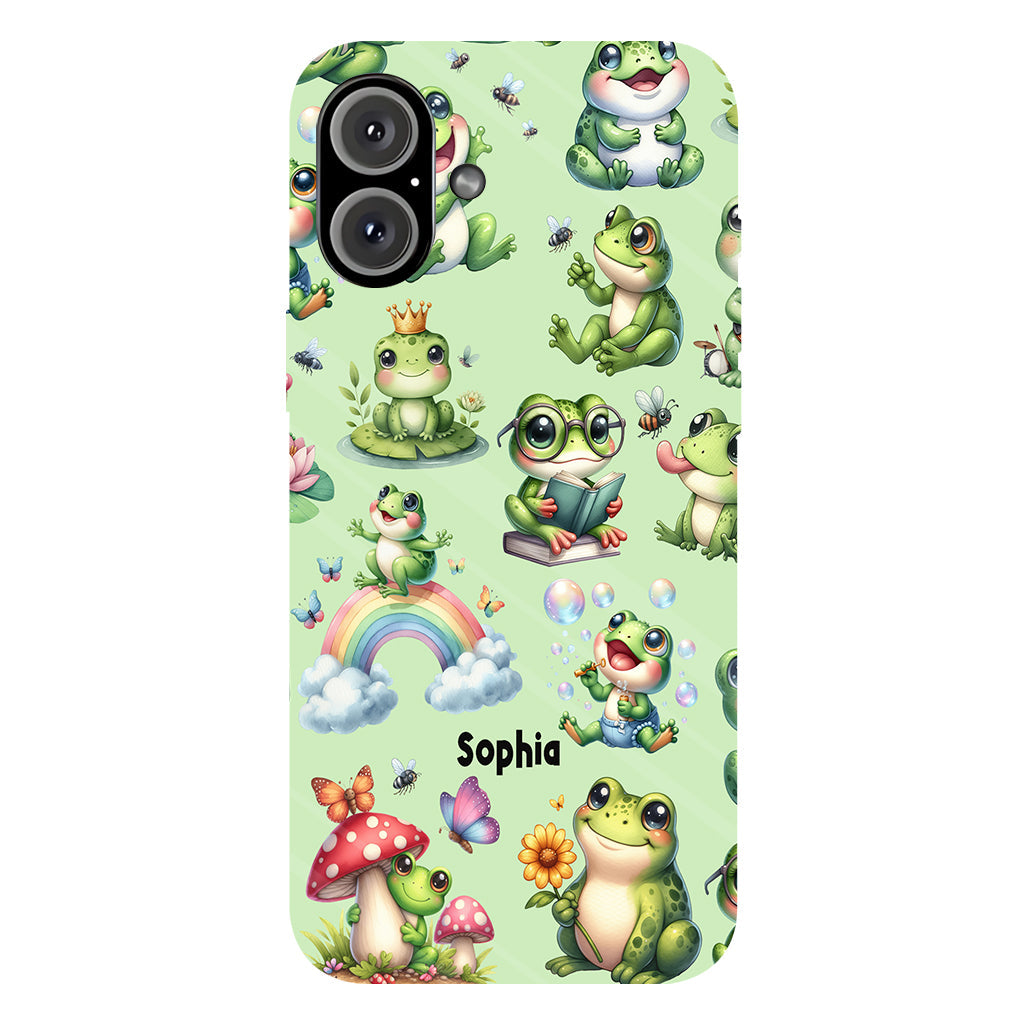 Einfach ein Mädchen, das Frösche liebt – Personalisierte Handyhülle mit Frosch-Vollbilddruck