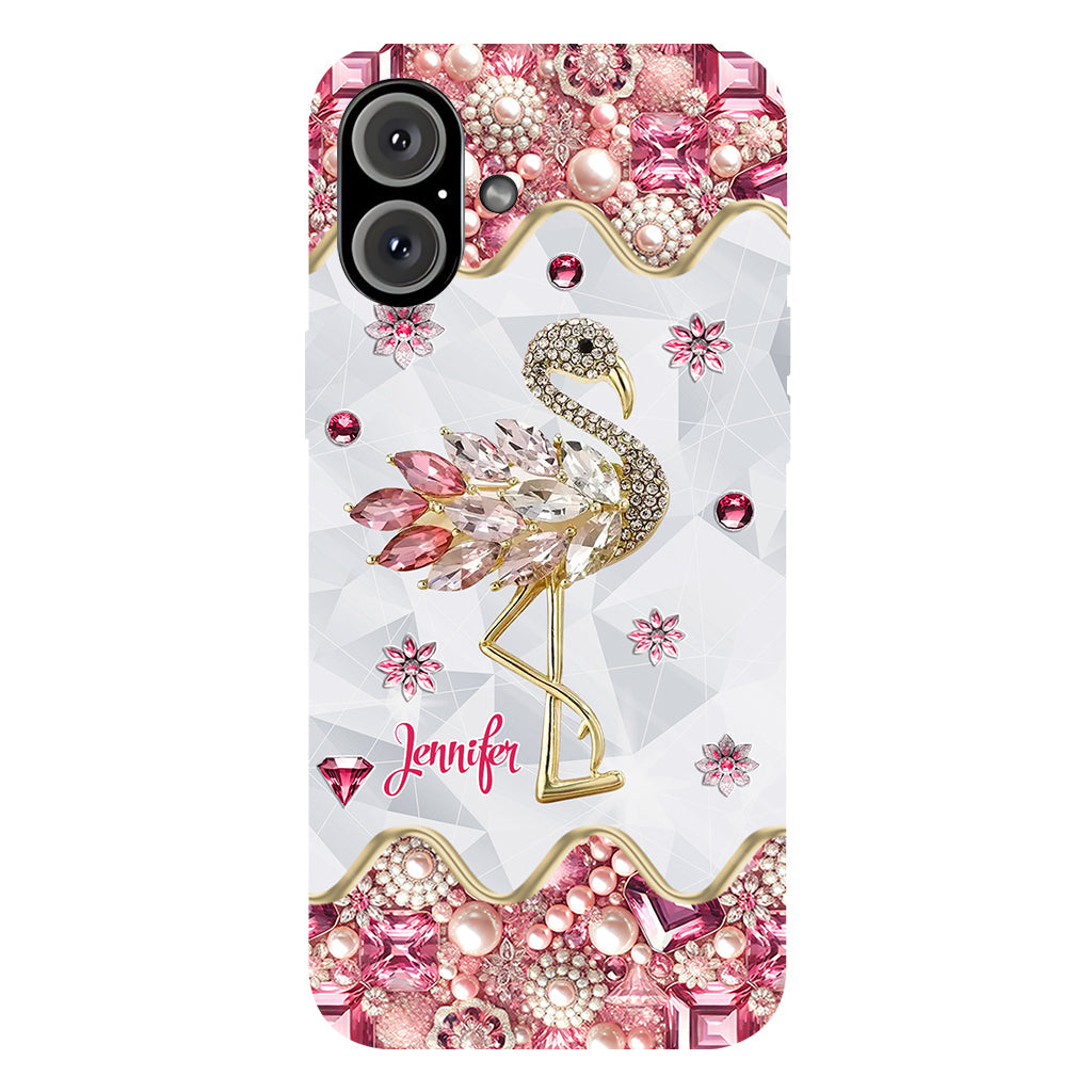 Juste une fille qui aime les flamants roses - Coque de téléphone personnalisée avec impression intégrale de flamants roses