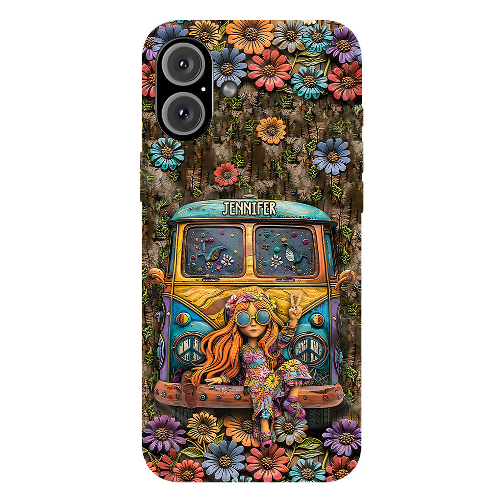Niedliche Wohnwagen-Handyhülle mit personalisiertem Hippie-Vollbilddruck