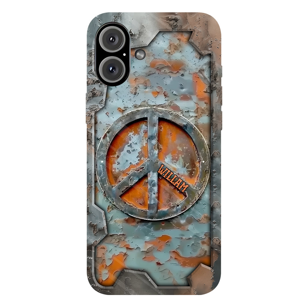 Liebe und Frieden – Personalisierte Handyhülle im Hippie-Stil mit Vollprint