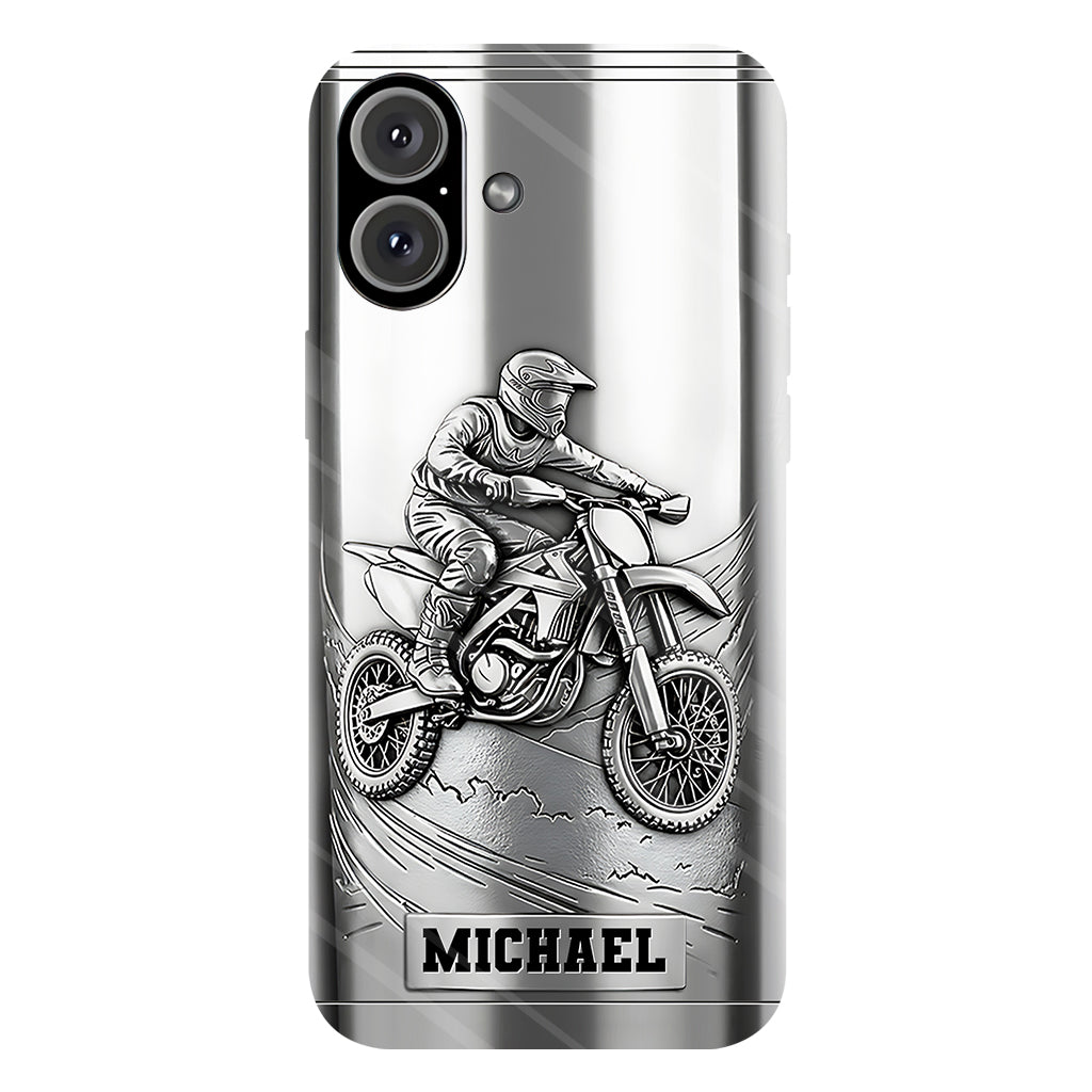 Handyhülle mit Metallic-Motiv (Dirtbike/Motocross) – Personalisierte Dirtbike-Handyhülle mit Vollbilddruck