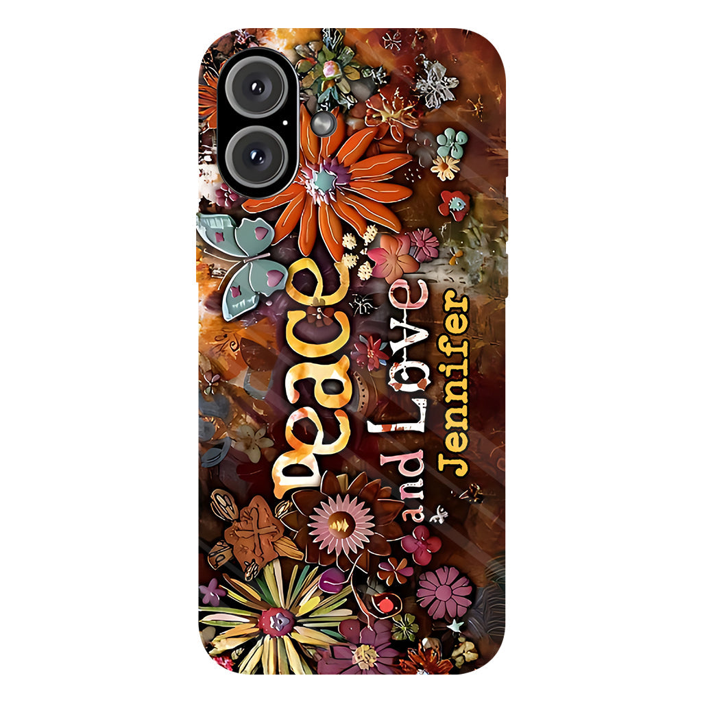 Frieden und Liebe – Personalisierte Handyhülle im Hippie-Stil mit Vollprint