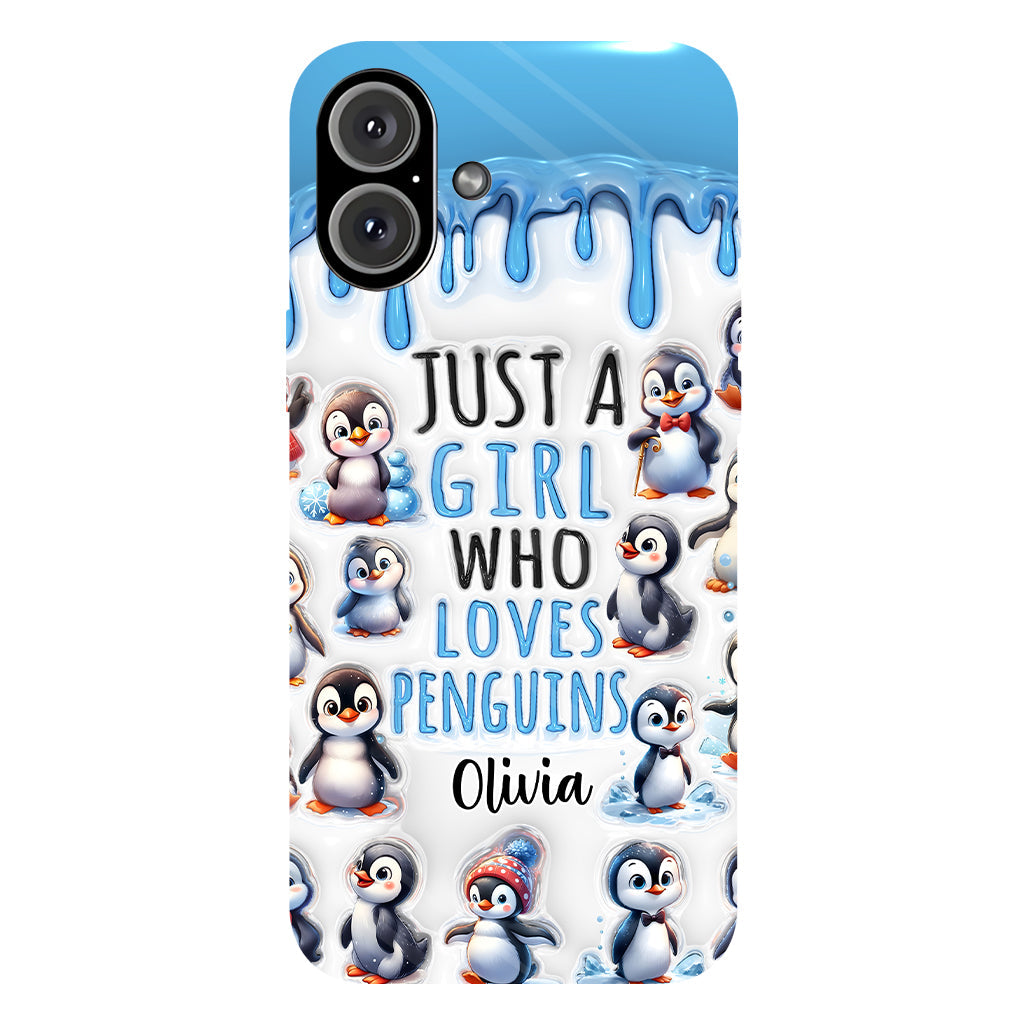 Juste une fille qui aime les pingouins - Coque de téléphone personnalisée avec impression intégrale « Amoureuse des pingouins »