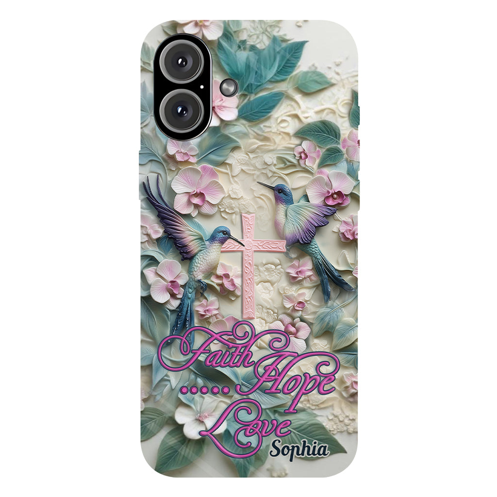 Foi, Espérance, Amour - Coque de téléphone personnalisée avec colibri - Impression intégrale