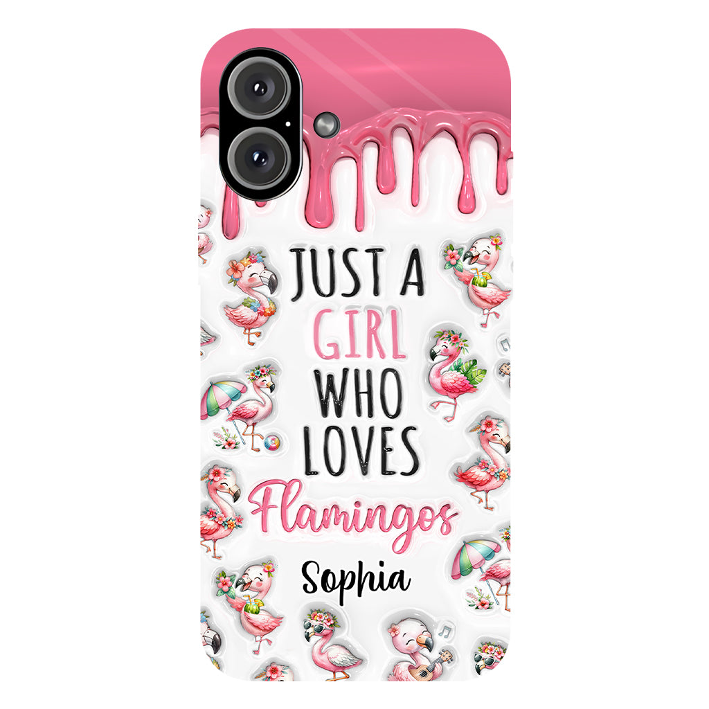 Juste une fille qui aime les flamants roses - Coque de téléphone personnalisée avec imprimé flamant rose