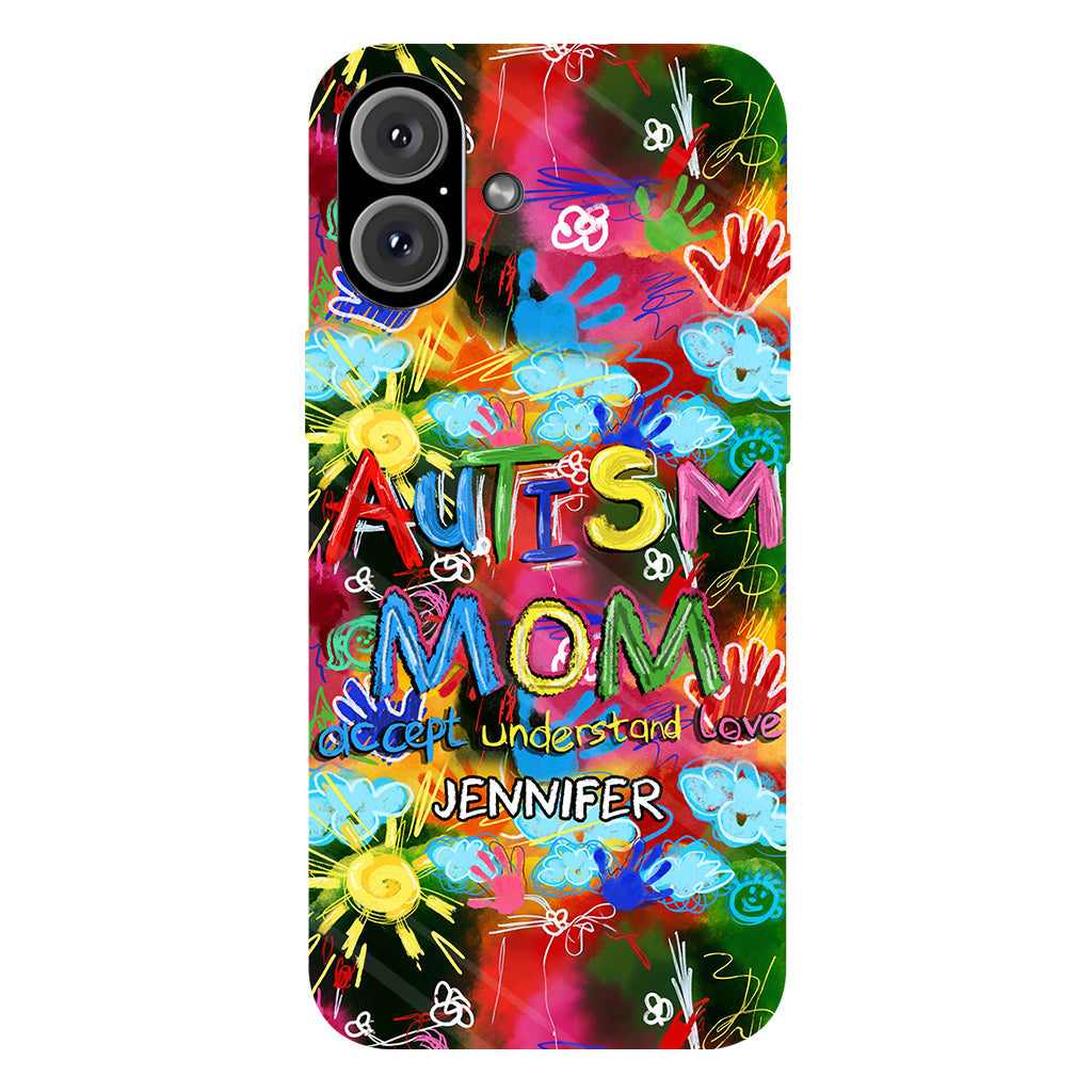 Maman d'un enfant autiste - Coque de téléphone personnalisée avec impression intégrale pour la sensibilisation à l'autisme