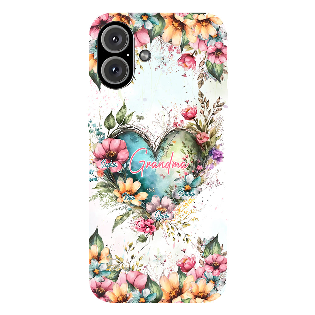 Grandma's Mom's Flowers - Personalized Grandma Full Print Phone Case