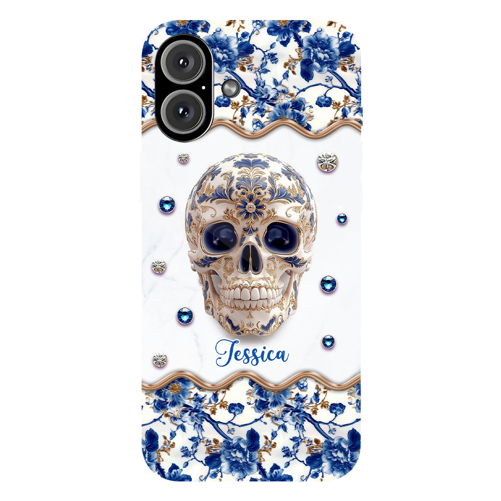 Totenkopf-Toile-de-Jouy – Personalisierte Handyhülle mit Totenkopf-Vollbilddruck