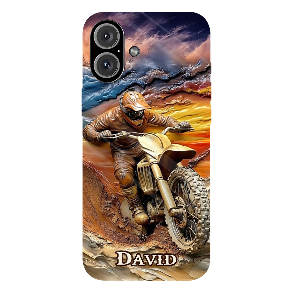 Né pour rouler - Coque de téléphone personnalisée avec impression intégrale de moto cross