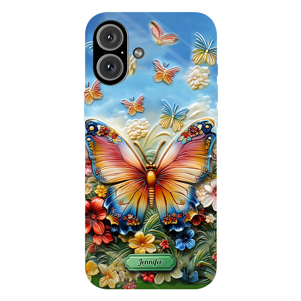 Wunderschöner Schmetterling, Biene, Libelle, Kolibri – personalisierte Handyhülle mit Schmetterlingsmotiv