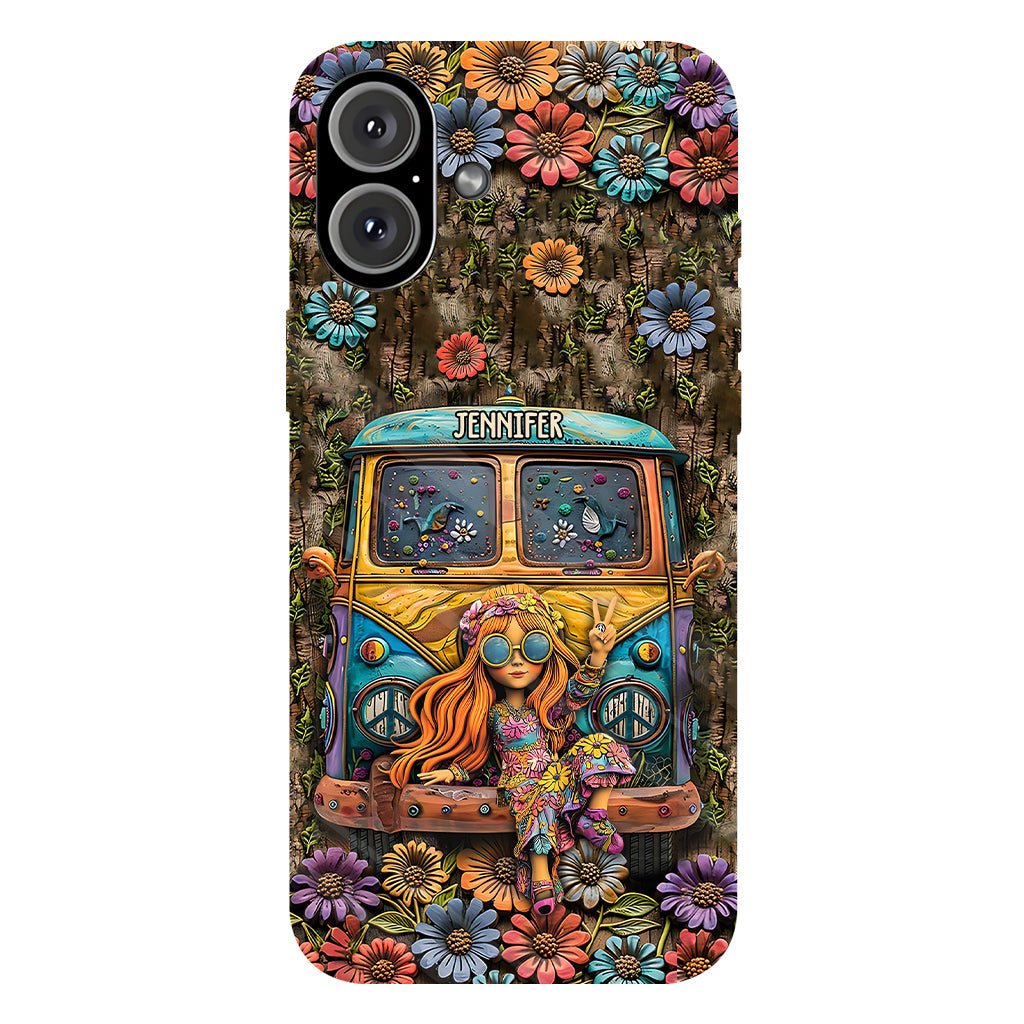 Niedliche Wohnwagen-Handyhülle mit personalisiertem Hippie-Vollbilddruck