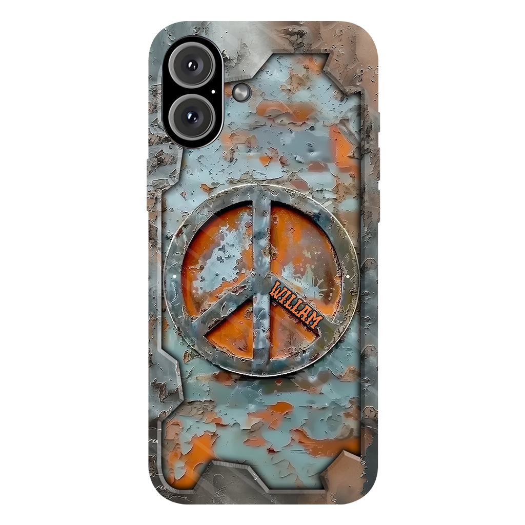 Liebe und Frieden – Personalisierte Handyhülle im Hippie-Stil mit Vollprint