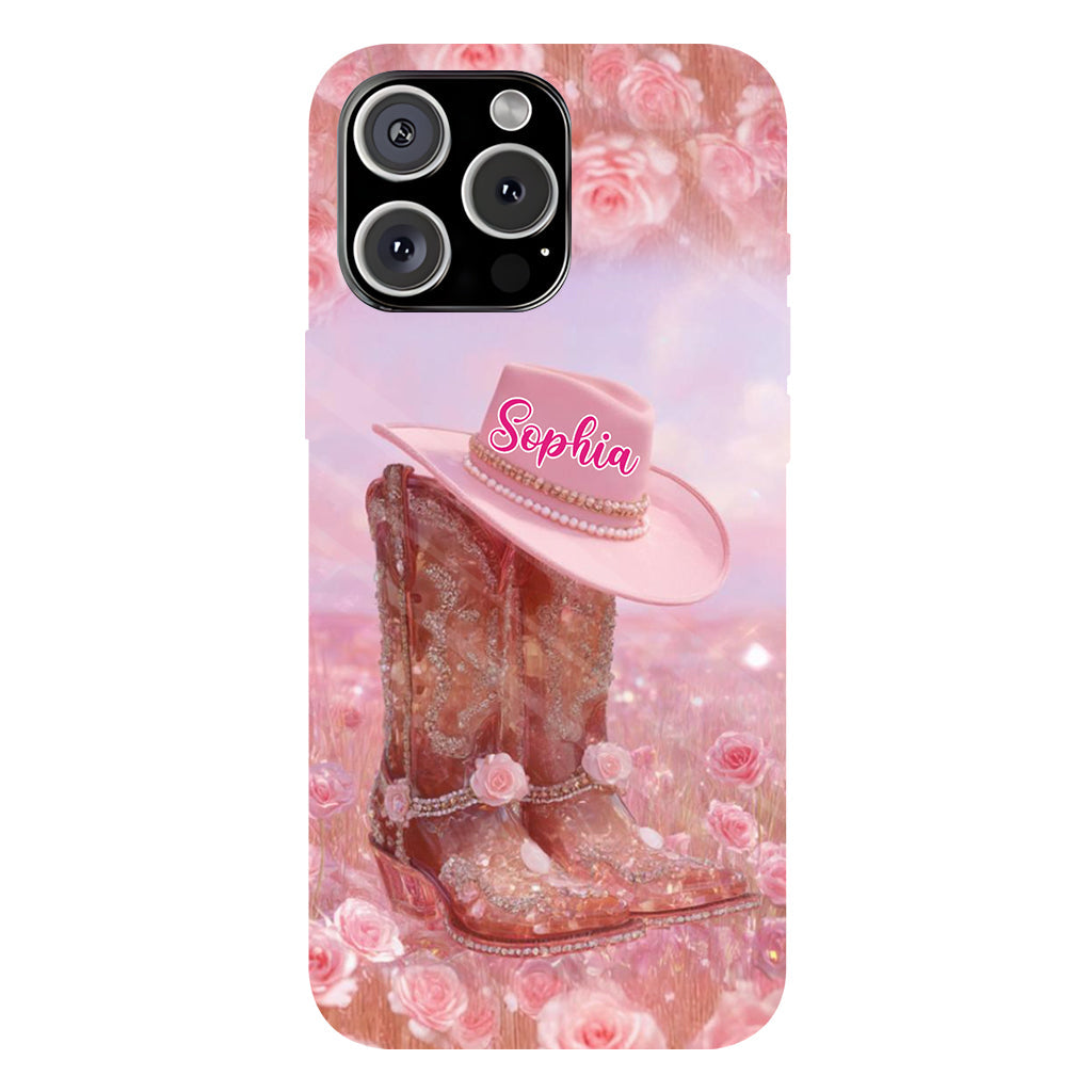 Floral Cowgirl - Personalized Cowgirl Full Print Phone Case & Phone Grip