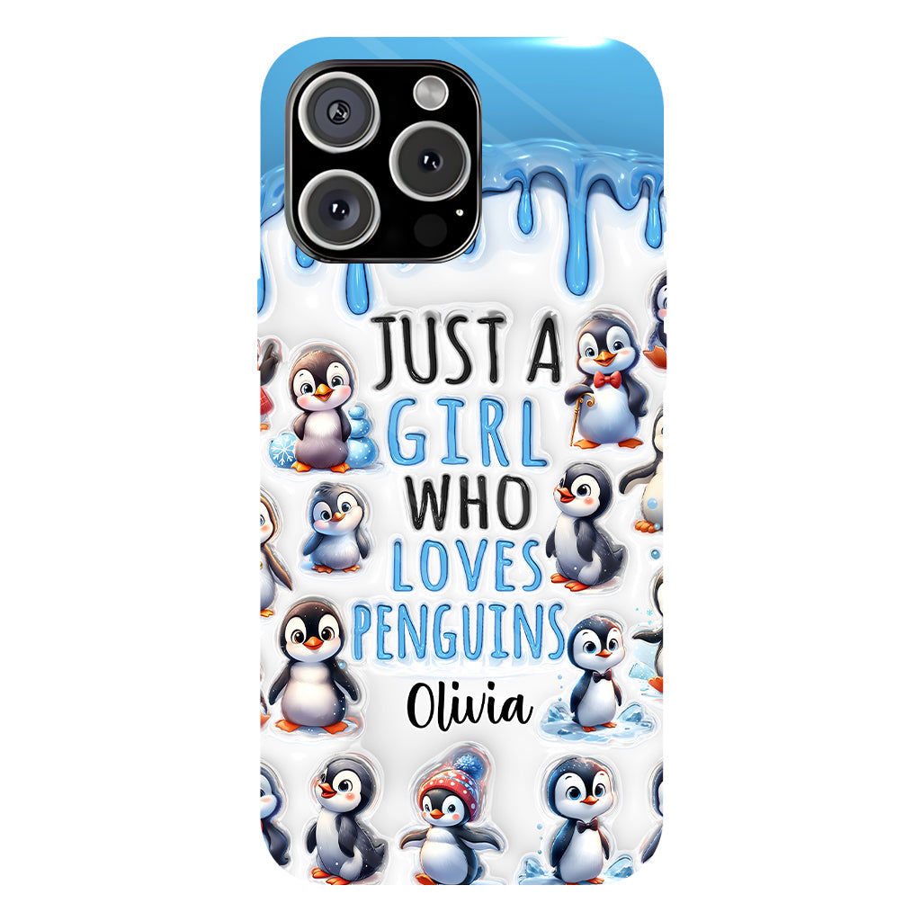 Juste une fille qui aime les pingouins - Coque de téléphone personnalisée avec impression intégrale « Amoureuse des pingouins »