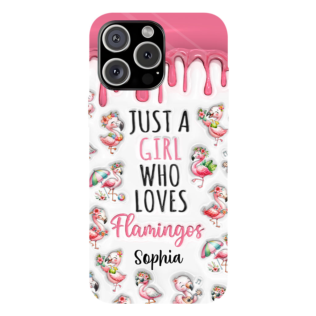 Juste une fille qui aime les flamants roses - Coque de téléphone personnalisée avec imprimé flamant rose