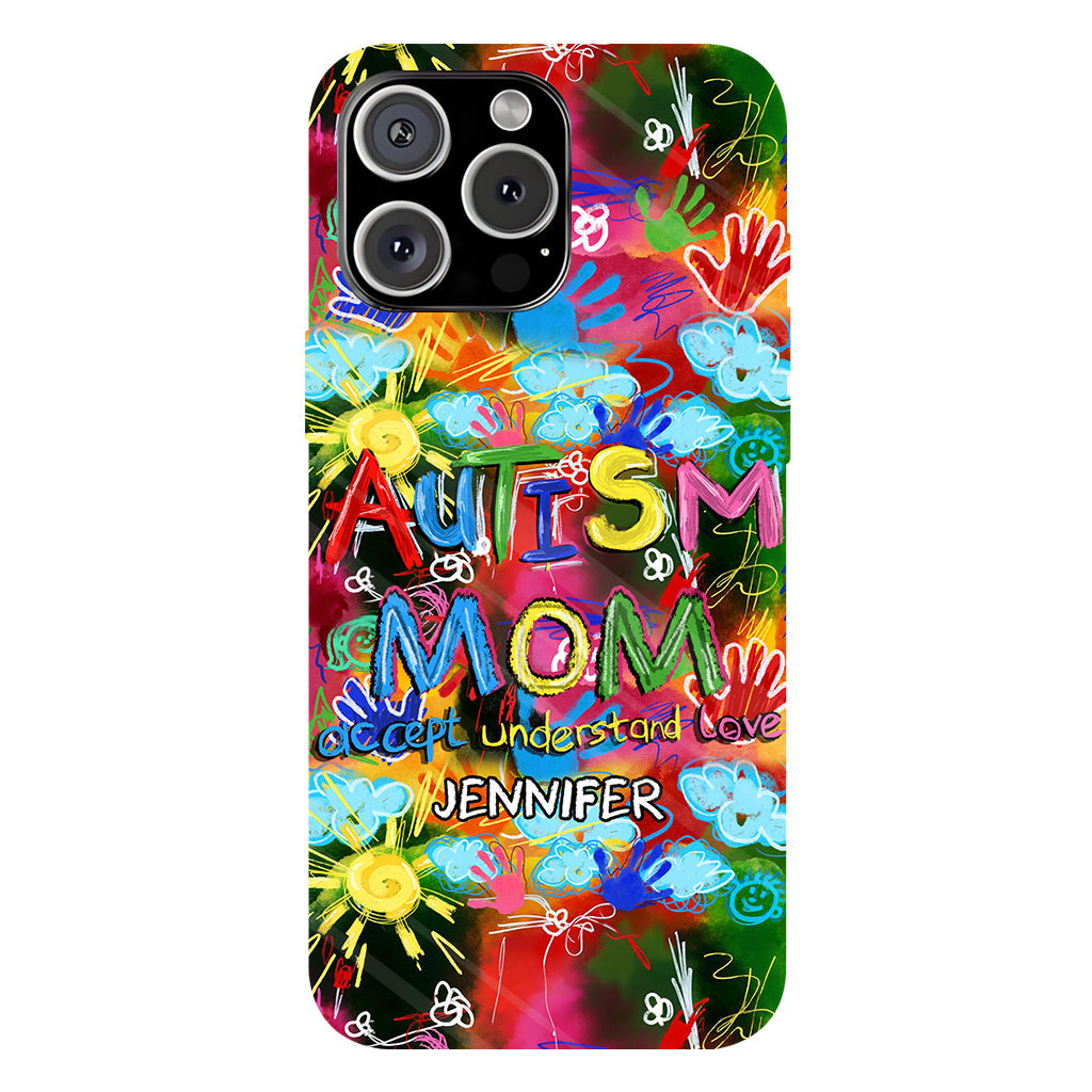 Maman d'un enfant autiste - Coque de téléphone personnalisée avec impression intégrale pour la sensibilisation à l'autisme